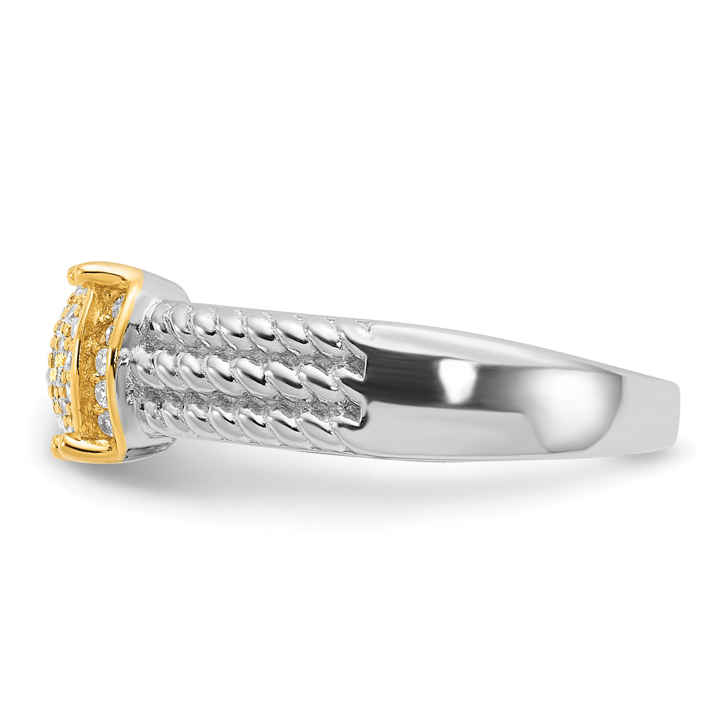 Sterling Silver Rhodium/Gold-tone Pav‚ CZ Ring