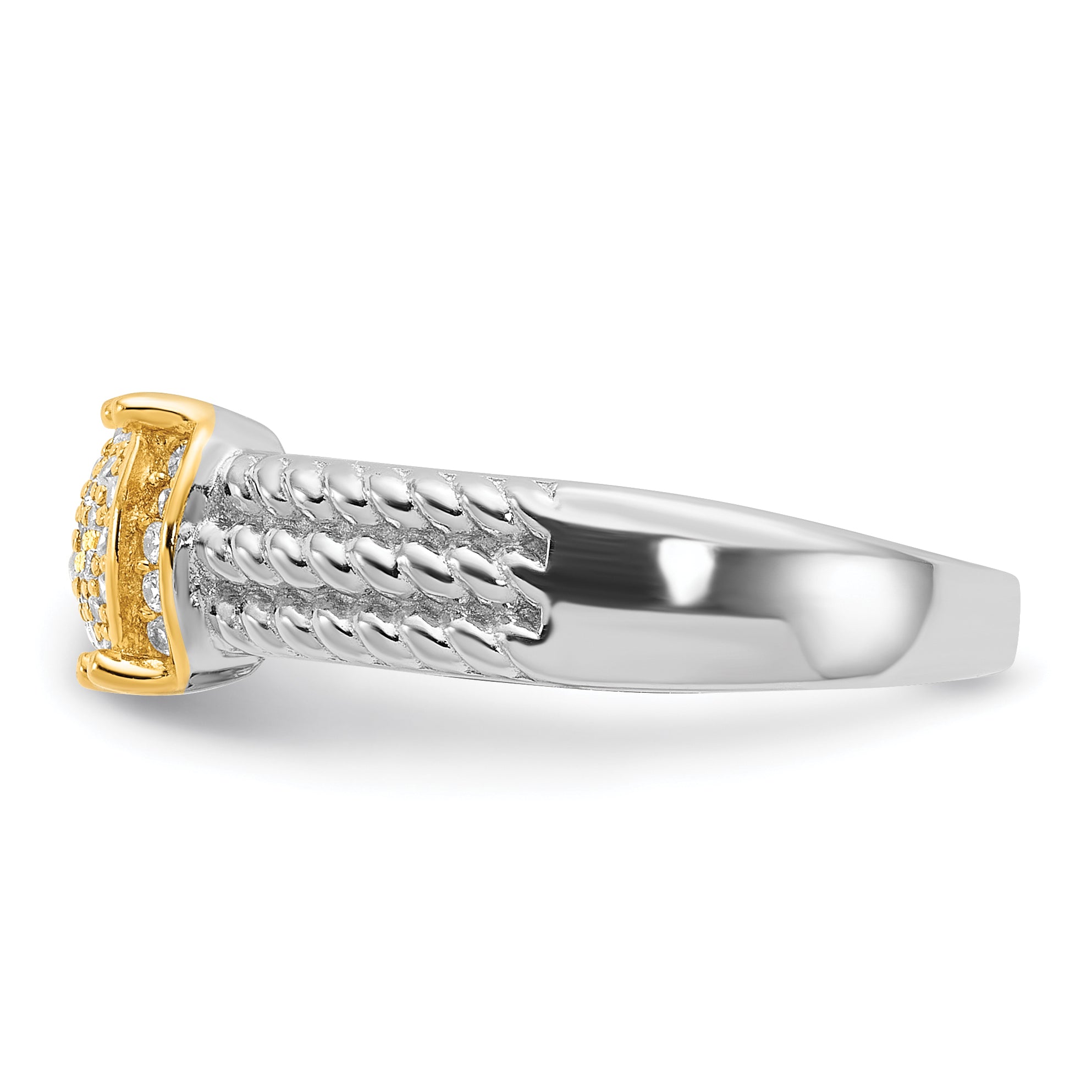 Sterling Silver Rhodium/Gold-tone Pav‚ CZ Ring