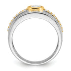 Sterling Silver Rhodium-Plated/Gold-tone Cubic Zirconi Ring