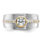 Sterling Silver Rhodium-Plated/Gold-tone Cubic Zirconi Ring