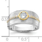 Sterling Silver Rhodium-Plated/Gold-tone Cubic Zirconi Ring