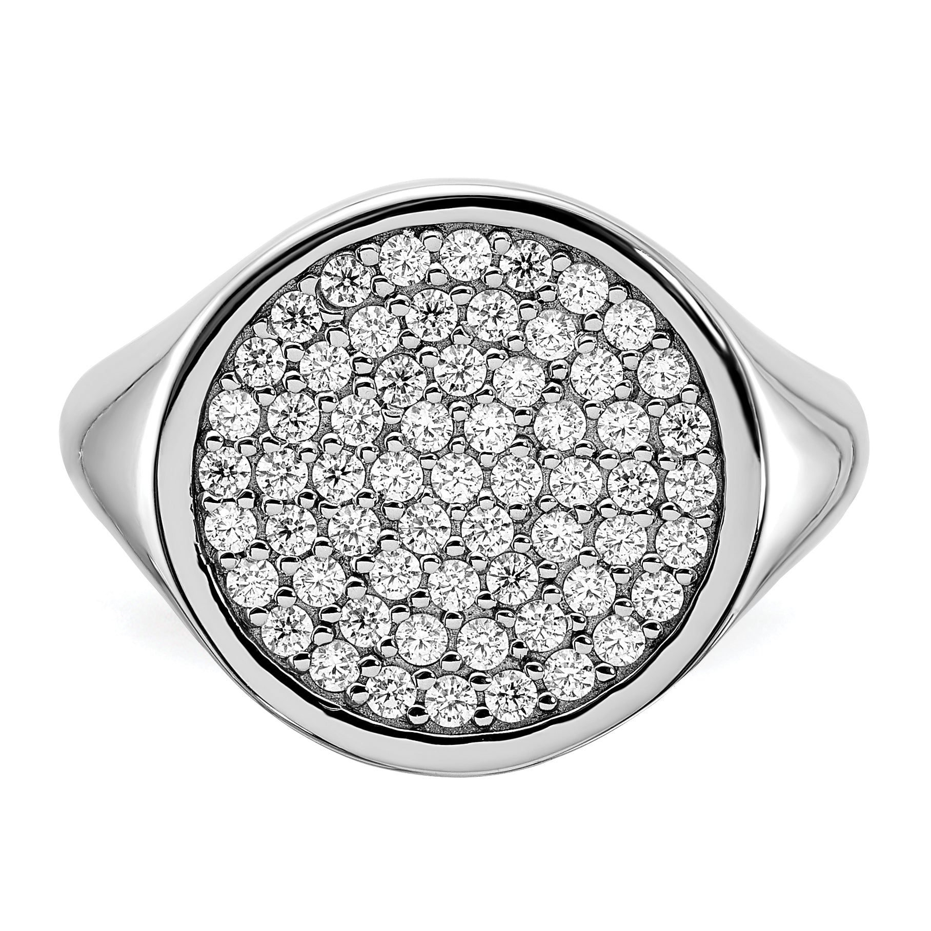 Sterling Silver Rhodium-plated Polished CZ Fashion Ring