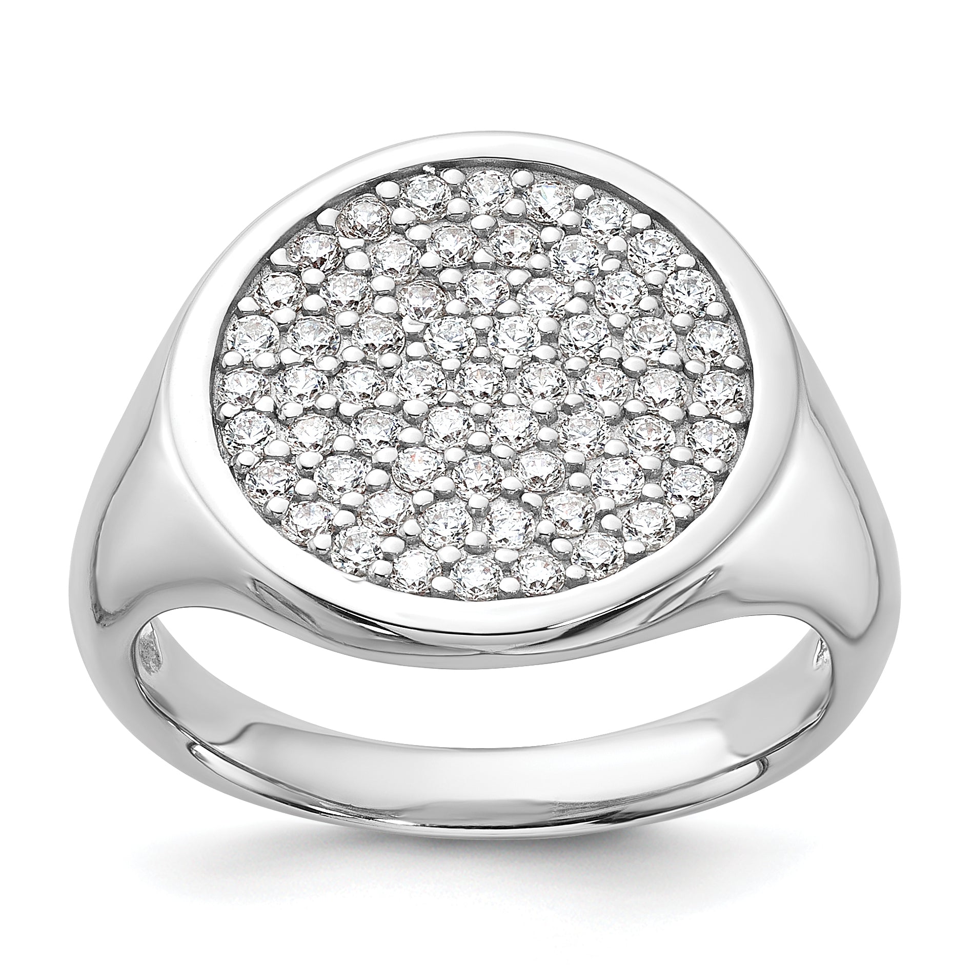 Sterling Silver Rhodium-plated Polished CZ Fashion Ring