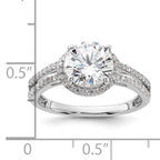 Sterling Silver Rhodium-plated CZ Halo Ring