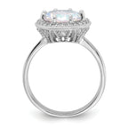 Sterling Silver Rhodium-plated Clear and Iridescent CZ Rnd Halo Ring