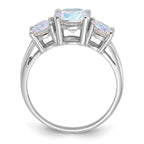 Sterling Silver Rhodium-plated Iridescent CZ 3-Stone Ring