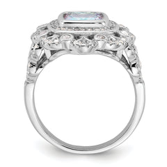 Sterling Silver Rhodium-plated Clear and Iridescent CZ Ring