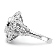 Sterling Silver Rhodium-plated Clear and Iridescent CZ Ring