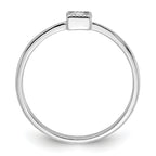 Sterling Silver Rhodium-Plated Square Cubic Zirconi Ring