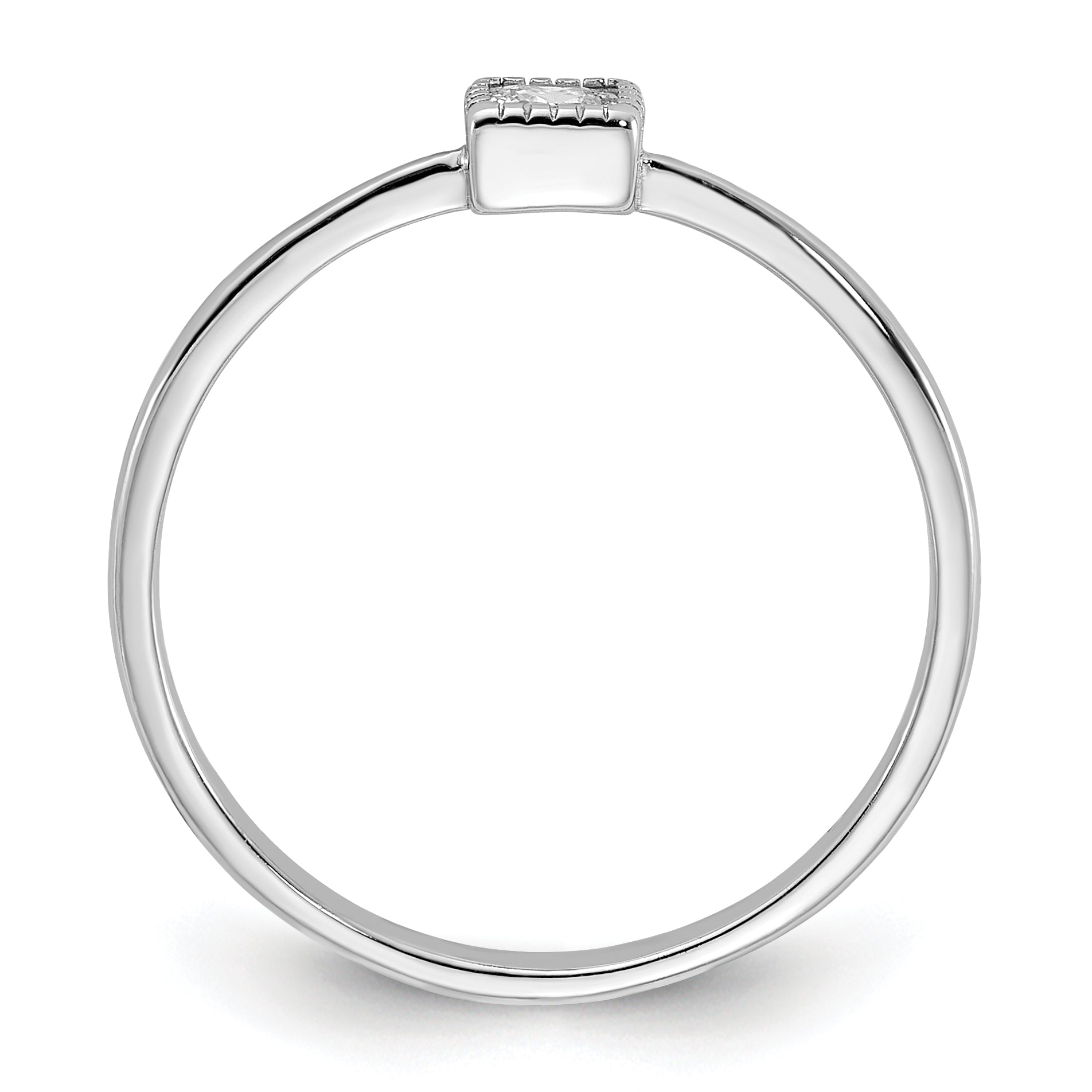 Sterling Silver Rhodium-Plated Square Cubic Zirconi Ring