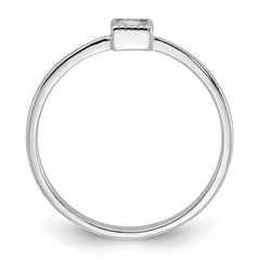 Sterling Silver Rhodium-plated Square CZ Ring