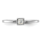 Sterling Silver Rhodium-Plated Square Cubic Zirconi Ring