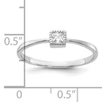 Sterling Silver Rhodium-Plated Square Cubic Zirconi Ring
