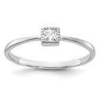 Sterling Silver Rhodium-Plated Square Cubic Zirconi Ring