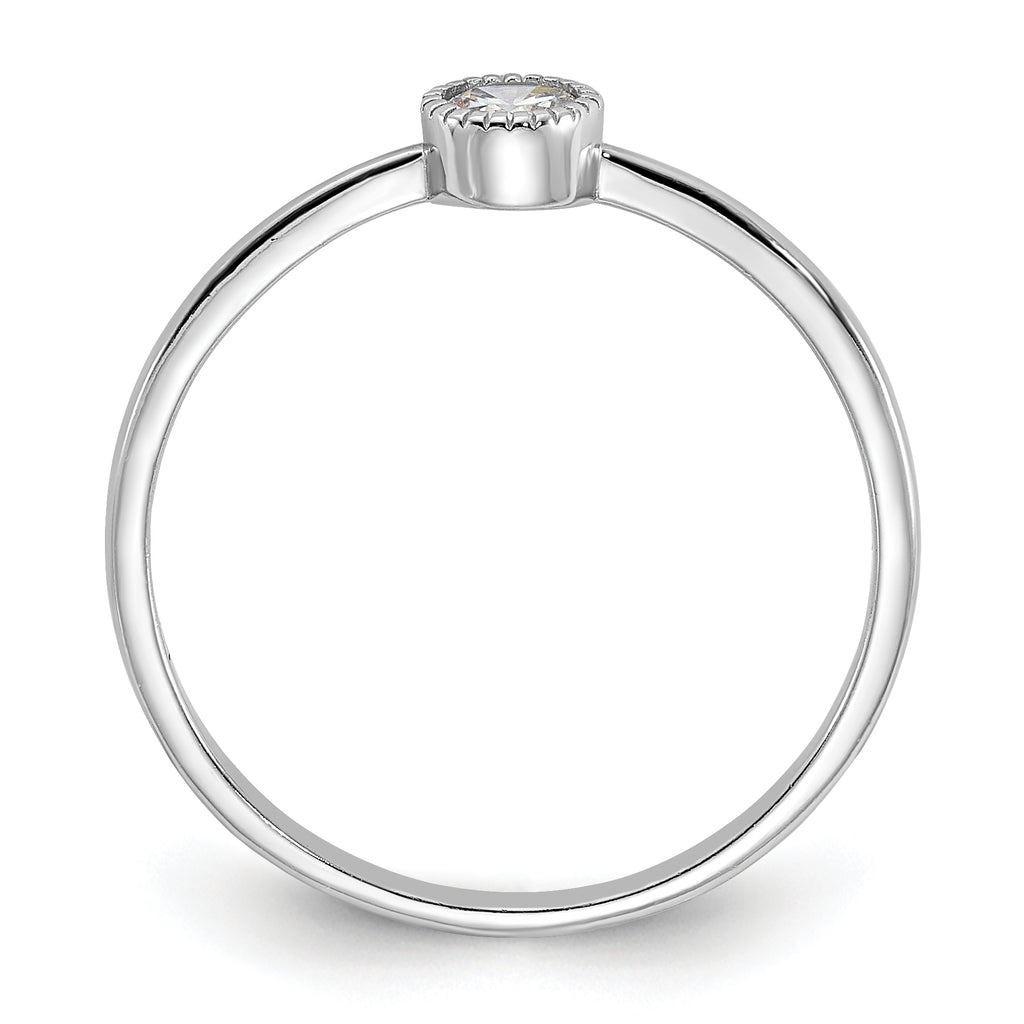 Sterling Silver Rhodium-Plated Cubic Zirconi Ring