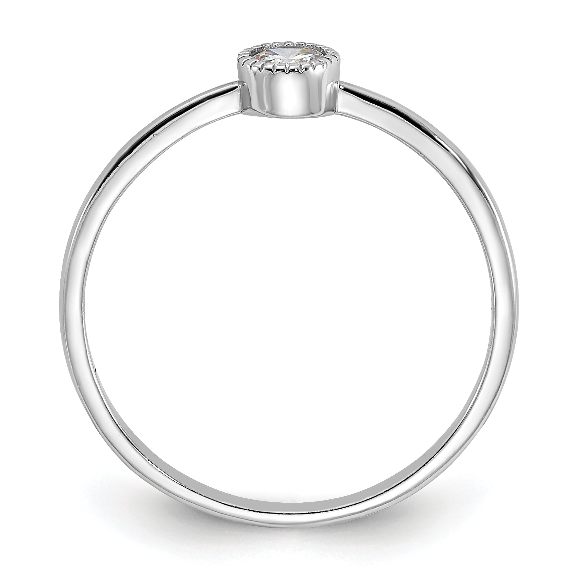 Sterling Silver Rhodium-Plated Cubic Zirconi Ring