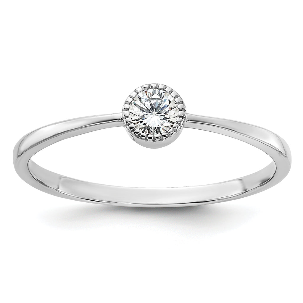Sterling Silver Rhodium-Plated Cubic Zirconi Ring