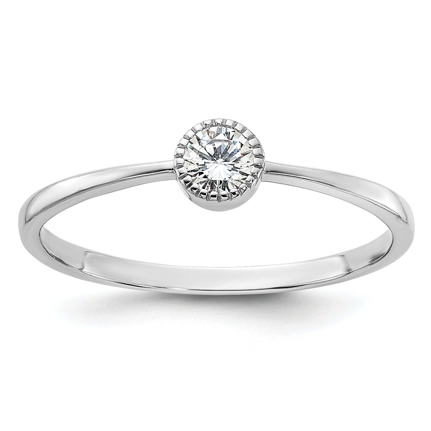 Sterling Silver Rhodium-Plated Cubic Zirconi Ring
