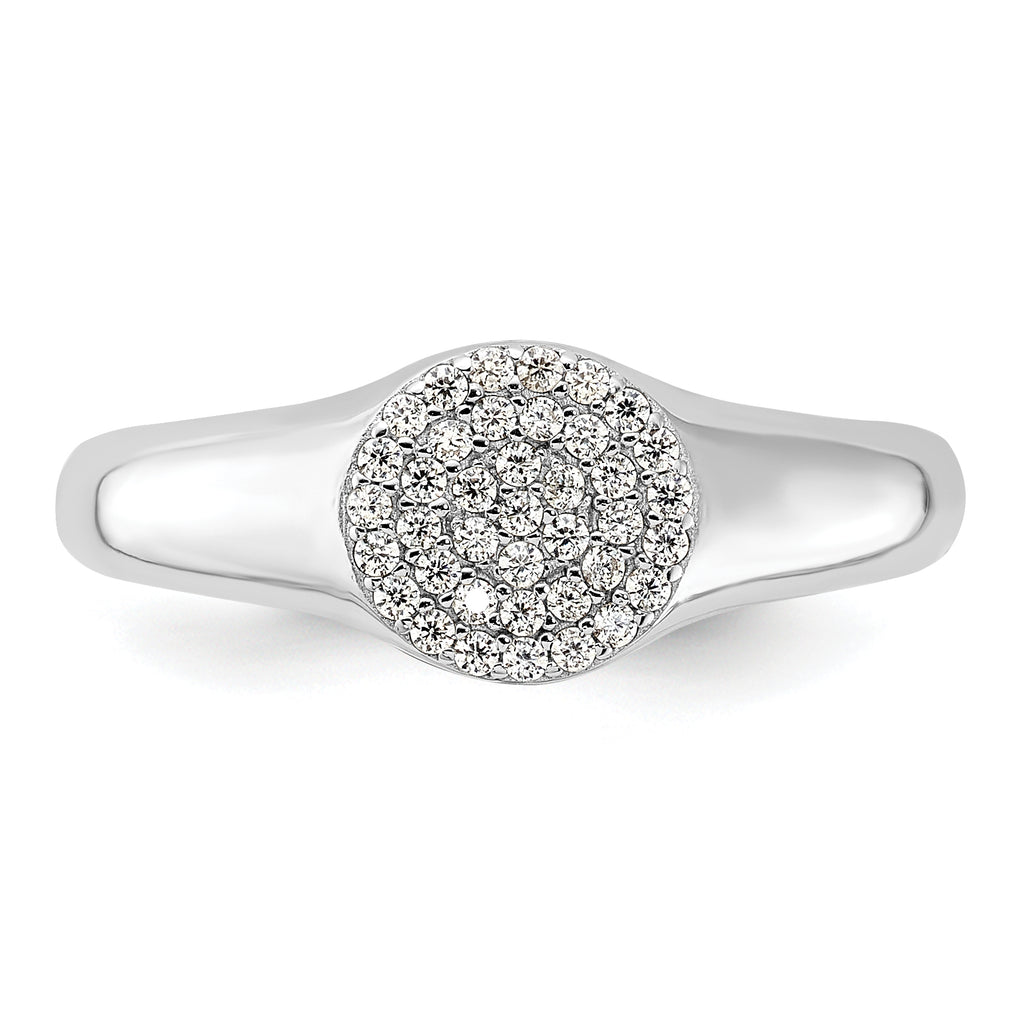 Sterling Silver Rhodium-Plated Micro Pave Cubic Zirconi Ring