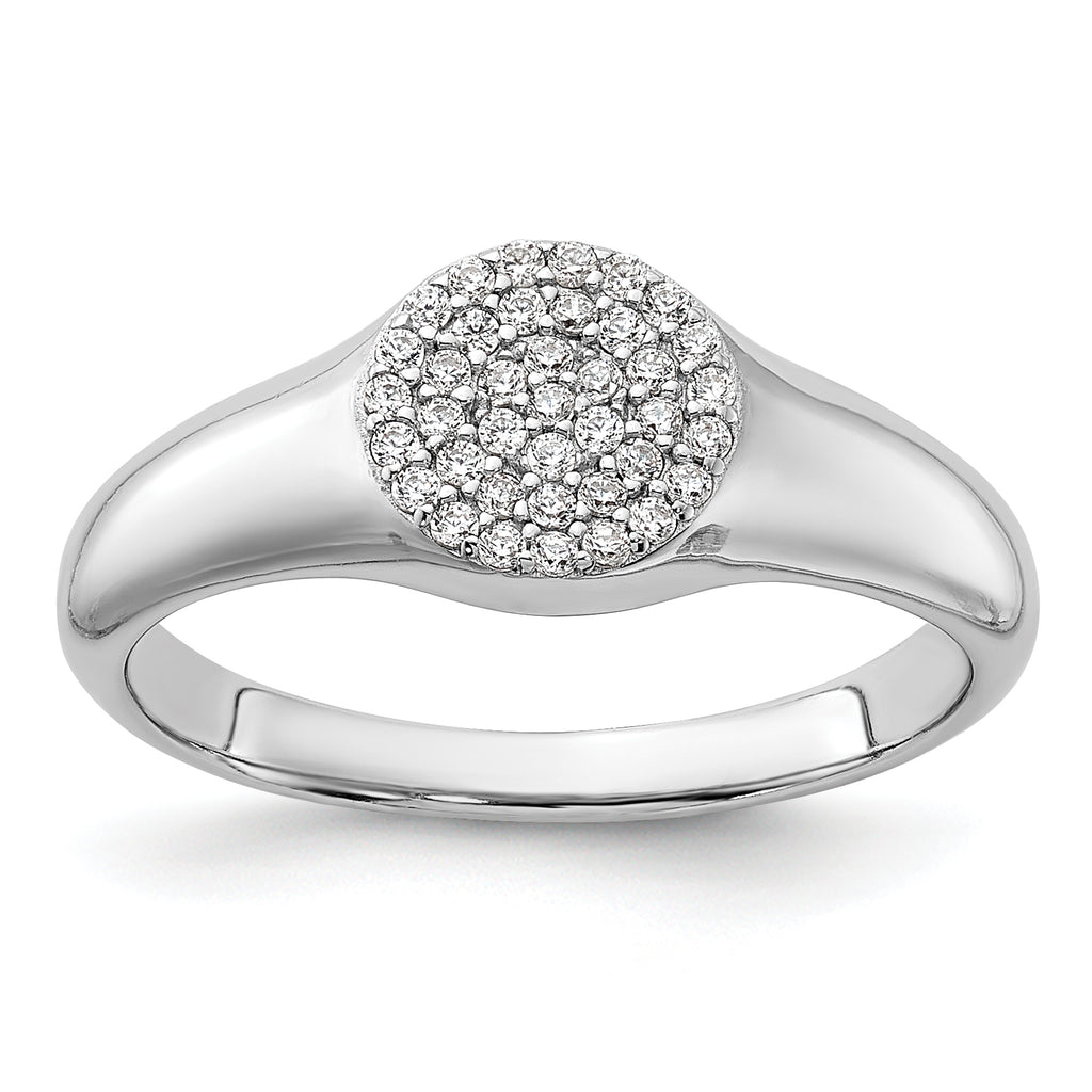 Sterling Silver Rhodium-Plated Micro Pave Cubic Zirconi Ring