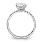 Sterling Silver Rhodium-Plated 8mm Cubic Zirconi Solitaire Eternity Engagement Ring
