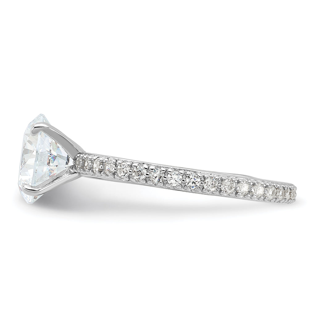 Sterling Silver Rhodium-Plated 8mm Cubic Zirconi Solitaire Eternity Engagement Ring