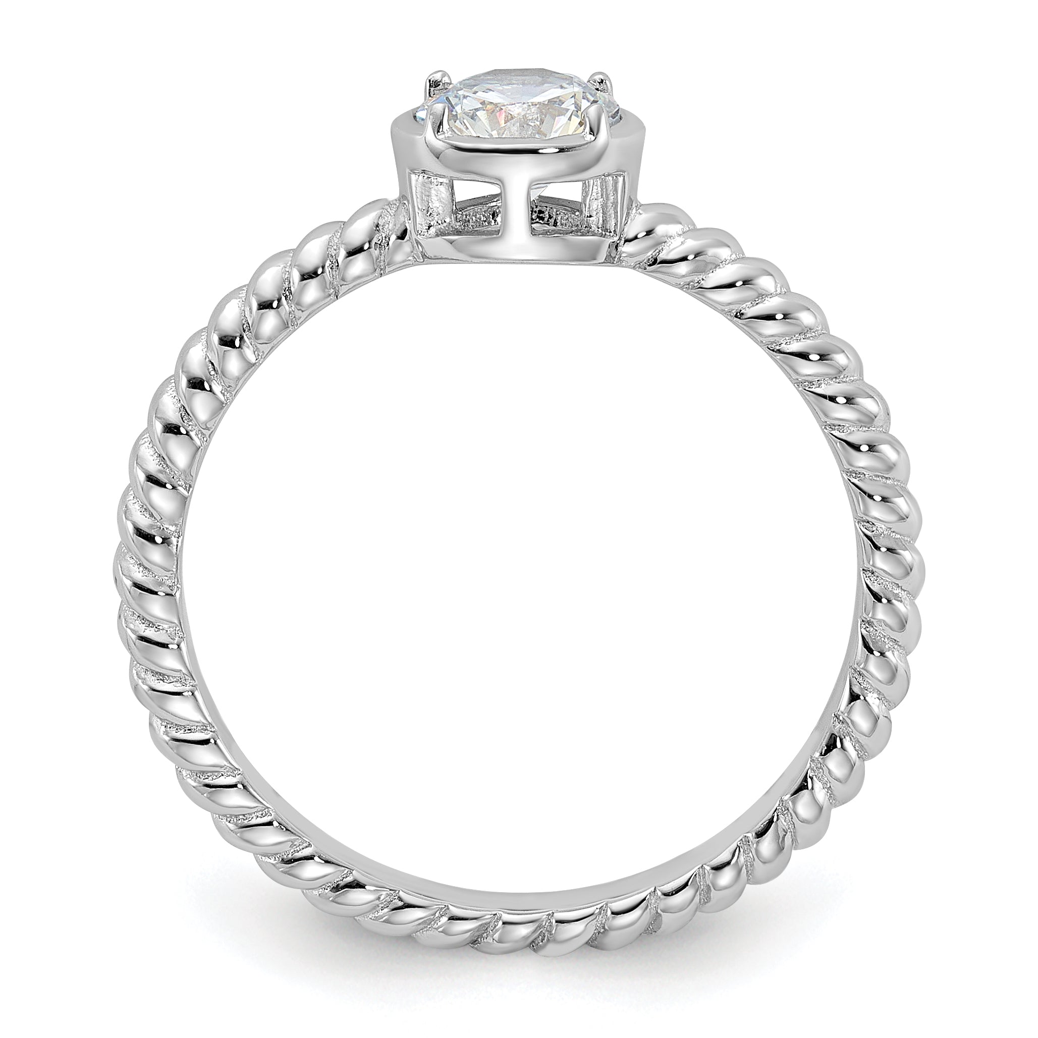 Sterling Silver Rhodium-plated CZ Twisted Ring Secondary image