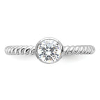 Sterling Silver Rhodium-plated CZ Twisted Ring