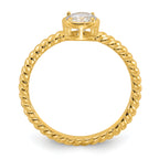 Sterling Silver Gold-tone Cubic Zirconi Twisted Ring