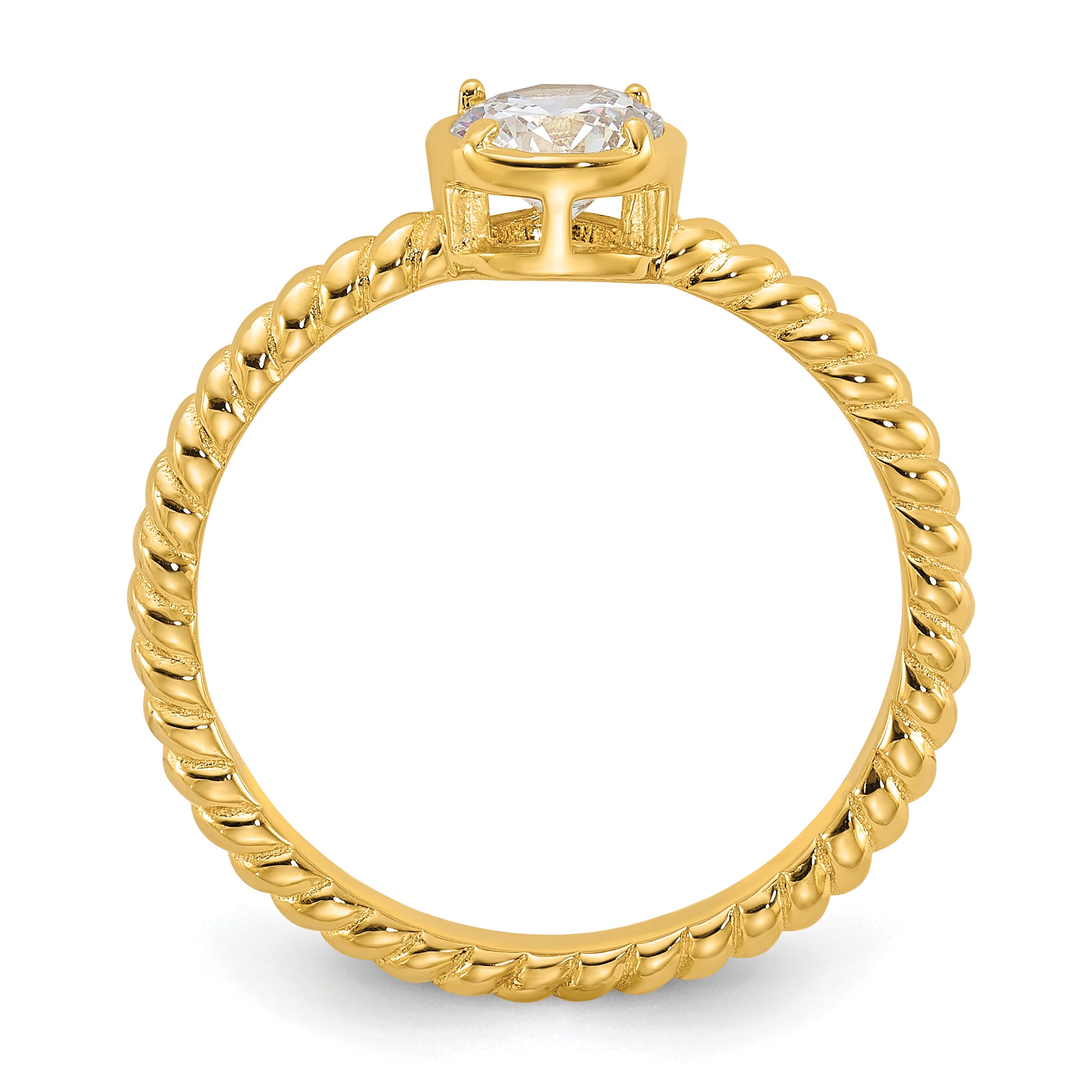 Sterling Silver Gold-tone Cubic Zirconi Twisted Ring