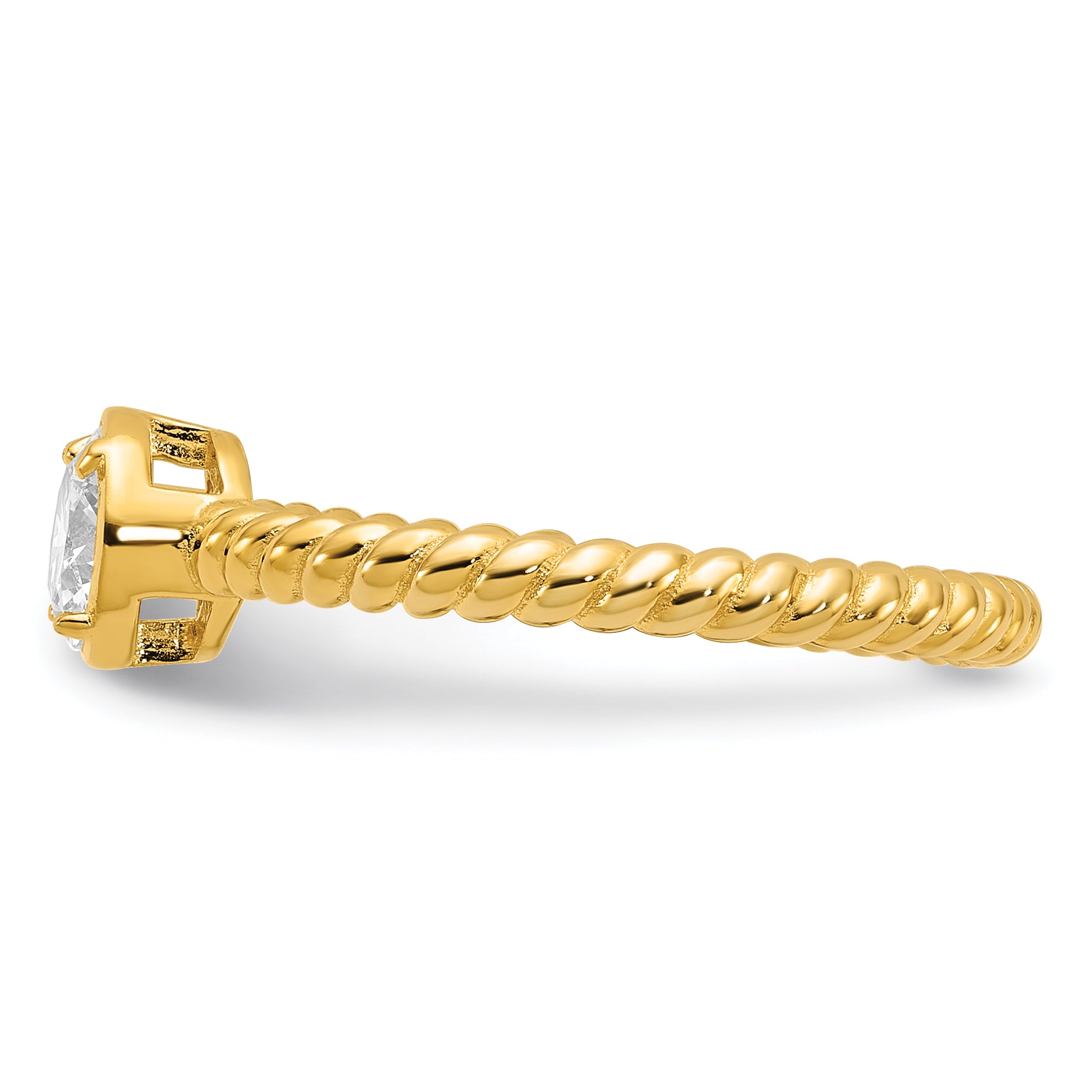 Sterling Silver Gold-tone Cubic Zirconi Twisted Ring