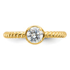 Sterling Silver Gold-tone Cubic Zirconi Twisted Ring