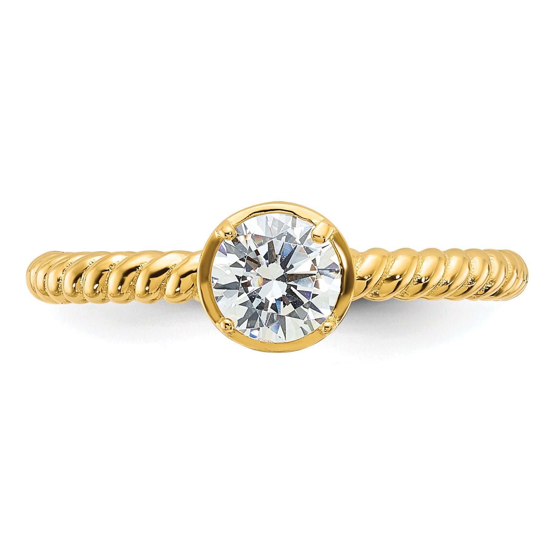 Sterling Silver Gold-tone Cubic Zirconi Twisted Ring