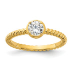 Sterling Silver Gold-tone Cubic Zirconi Twisted Ring