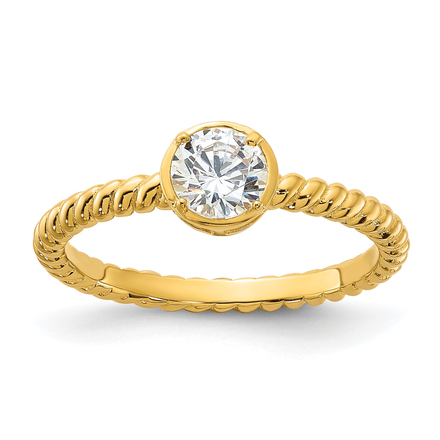 Sterling Silver Gold-tone Cubic Zirconi Twisted Ring