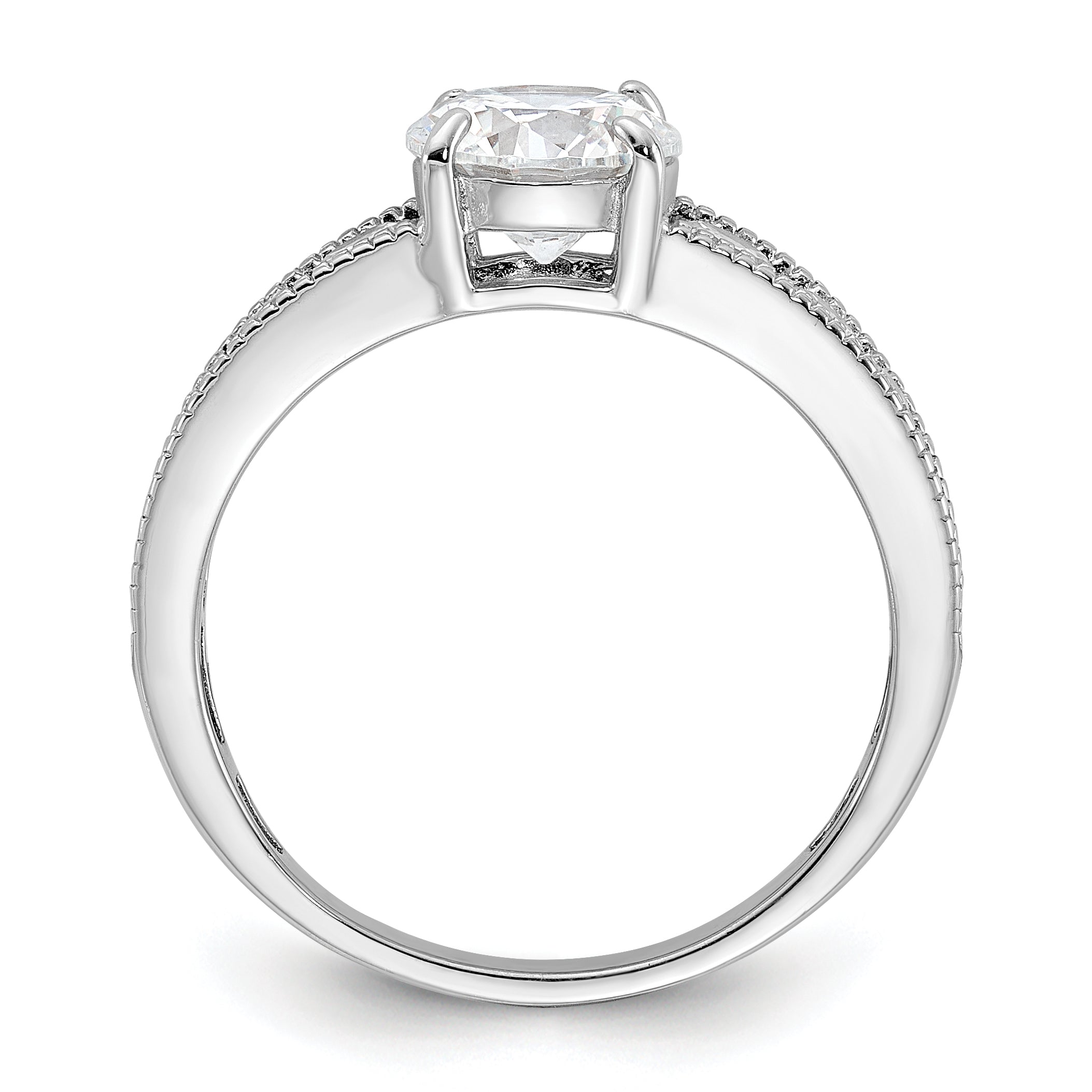 Sterling Silver Rh-plated 7mm Round Channel Set CZ Engagement Ring Secondary image