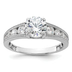 Sterling Silver Rh-plated 7mm Round Channel Set CZ Engagement Ring