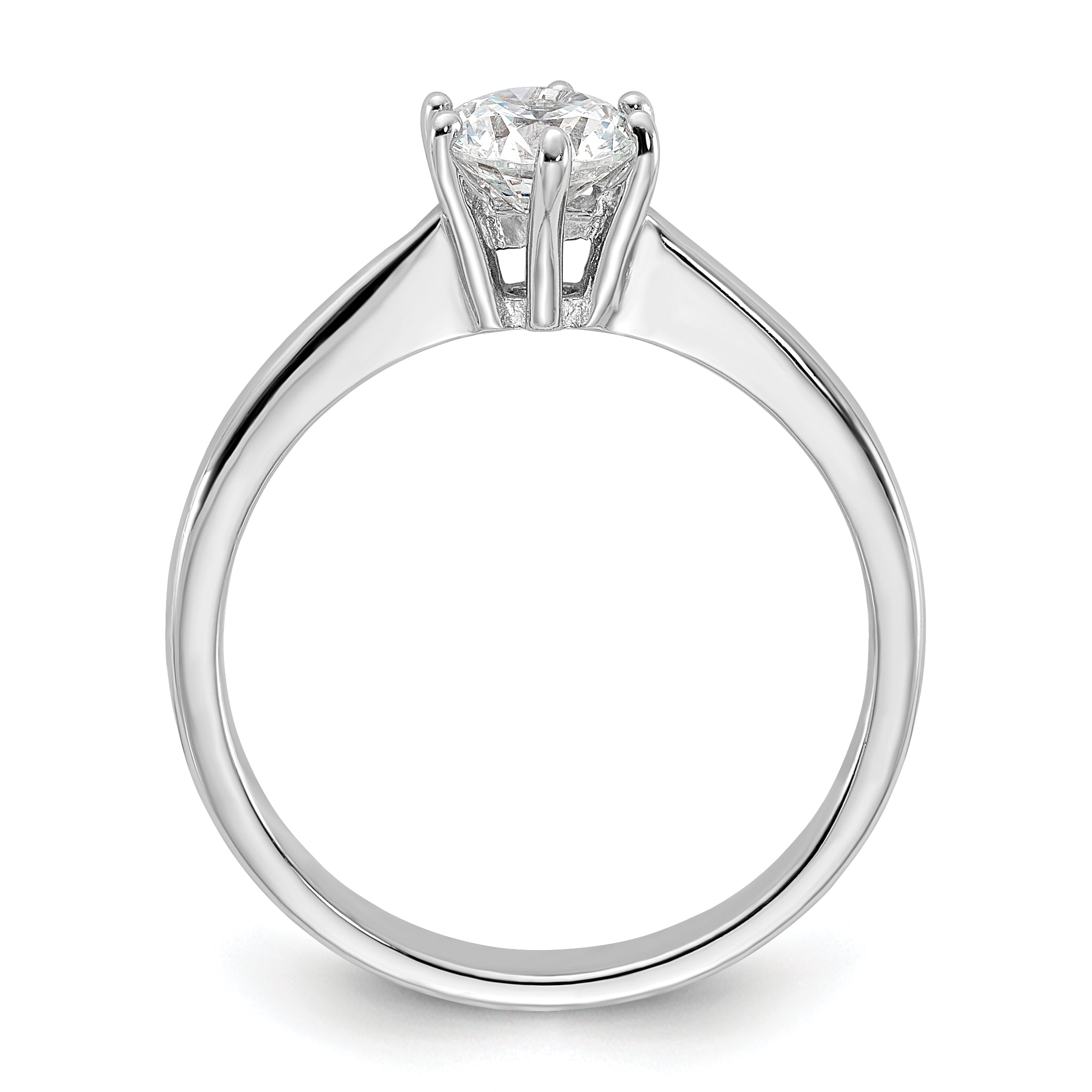 Sterling Silver Rhodium-plated 5mm Round CZ 6-prong Engagement Ring