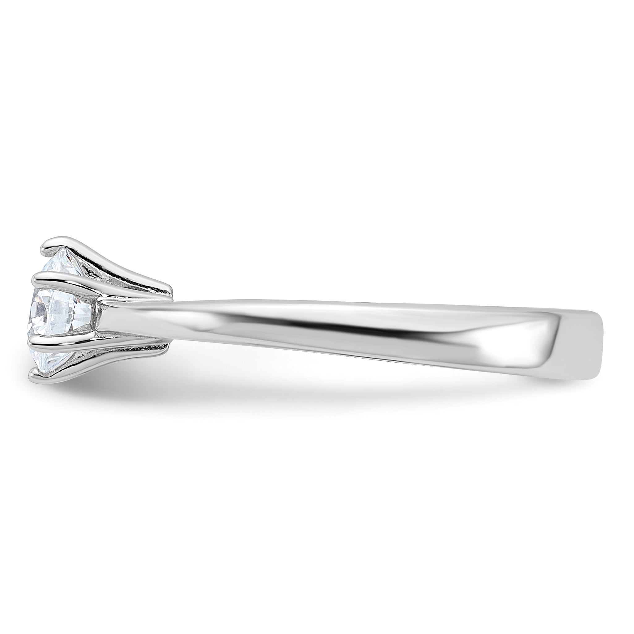 Sterling Silver Rhodium-plated 5mm Round CZ 6-prong Engagement Ring