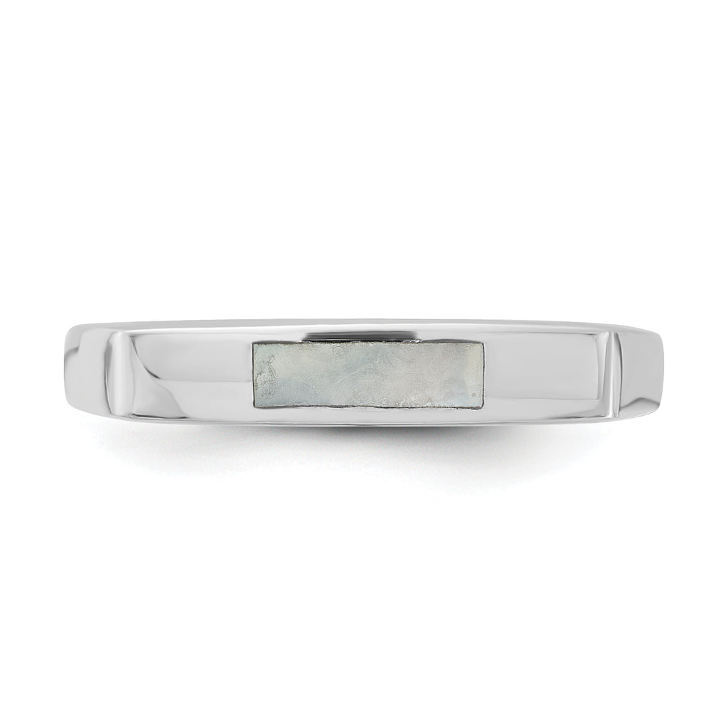 Sterling Silver Rhodium-Plated Mother of Pearl Inlay Ring