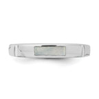 Sterling Silver Rhodium-Plated Mother of Pearl Inlay Ring