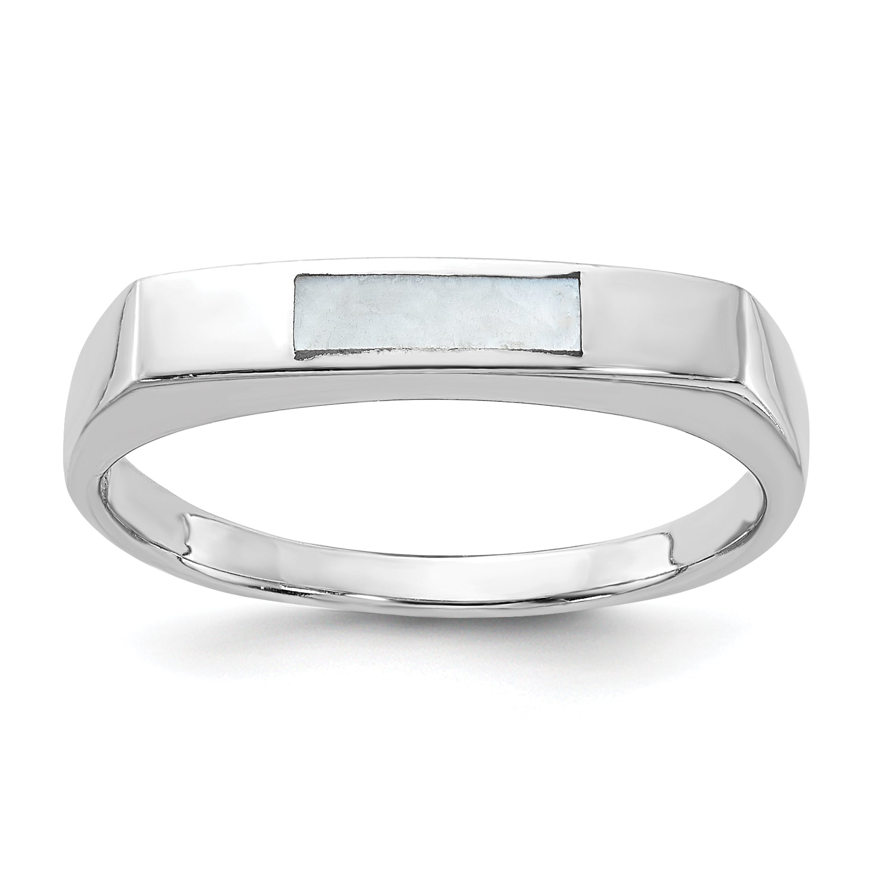 Sterling Silver Rhodium-Plated Mother of Pearl Inlay Ring Main image