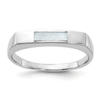 Sterling Silver Rhodium-Plated Mother of Pearl Inlay Ring