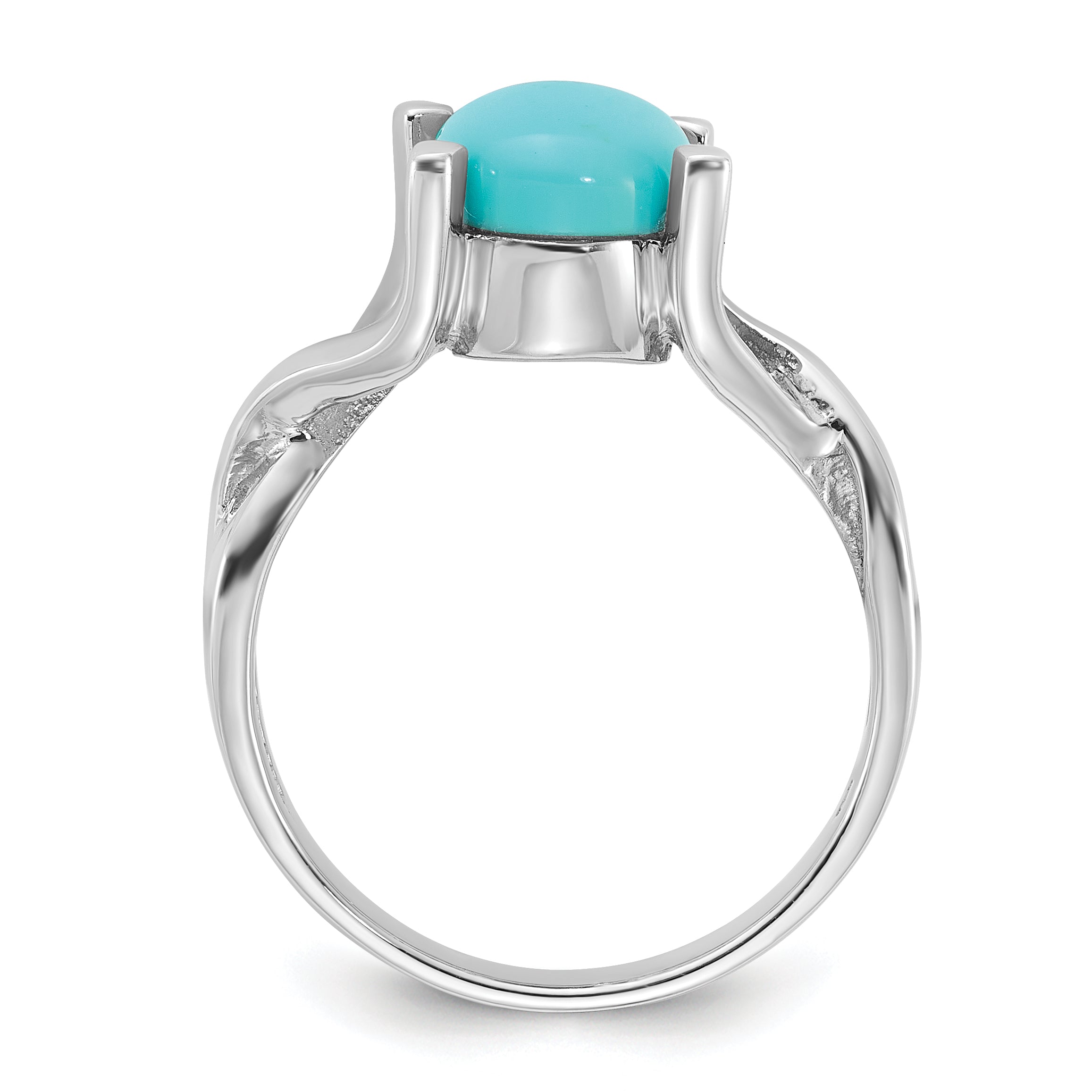 Sterling Silver Rhodium-Plated Polished Imitation Turquoise Ring Secondary image