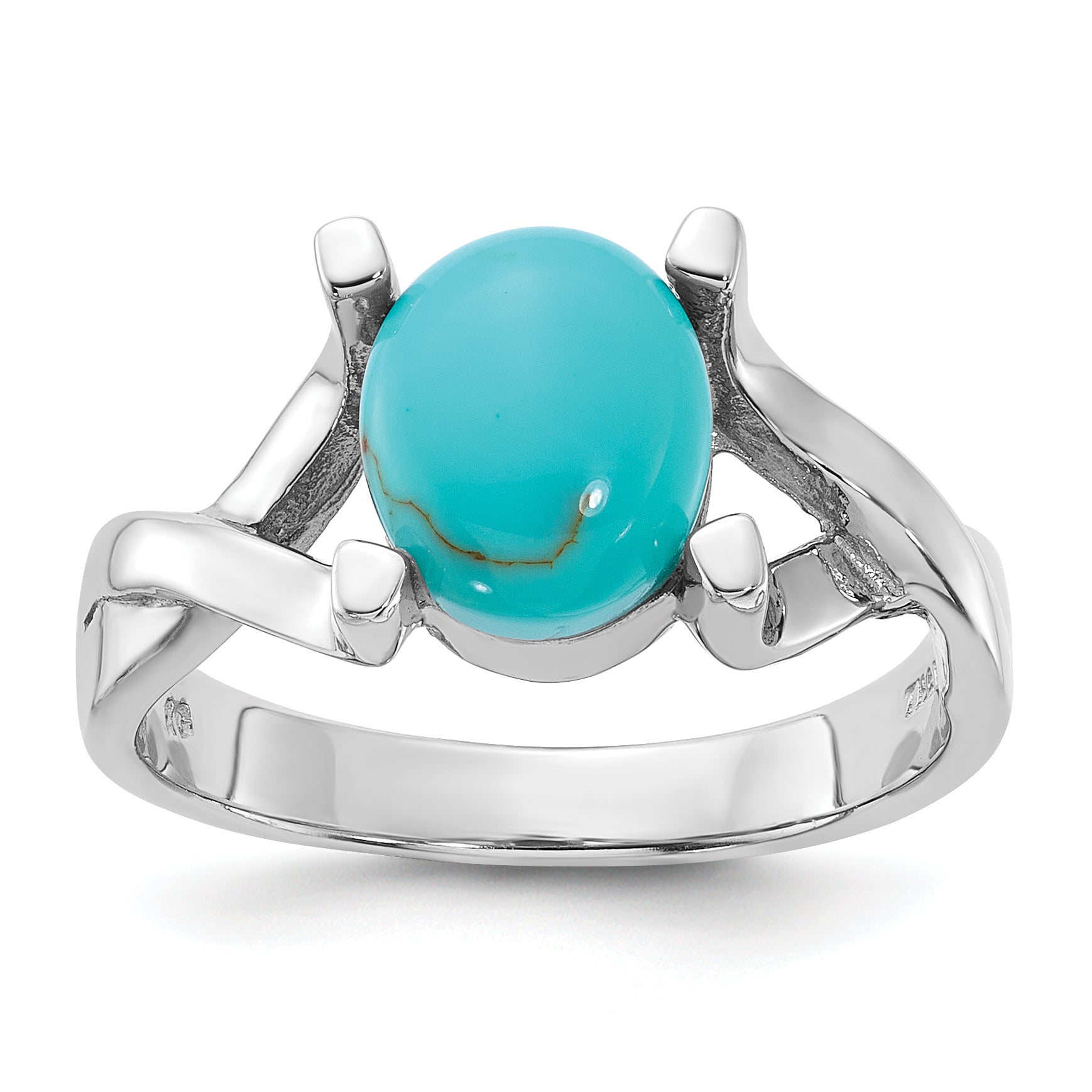 Sterling Silver Rhodium-Plated Polished Imitation Turquoise Ring Main image
