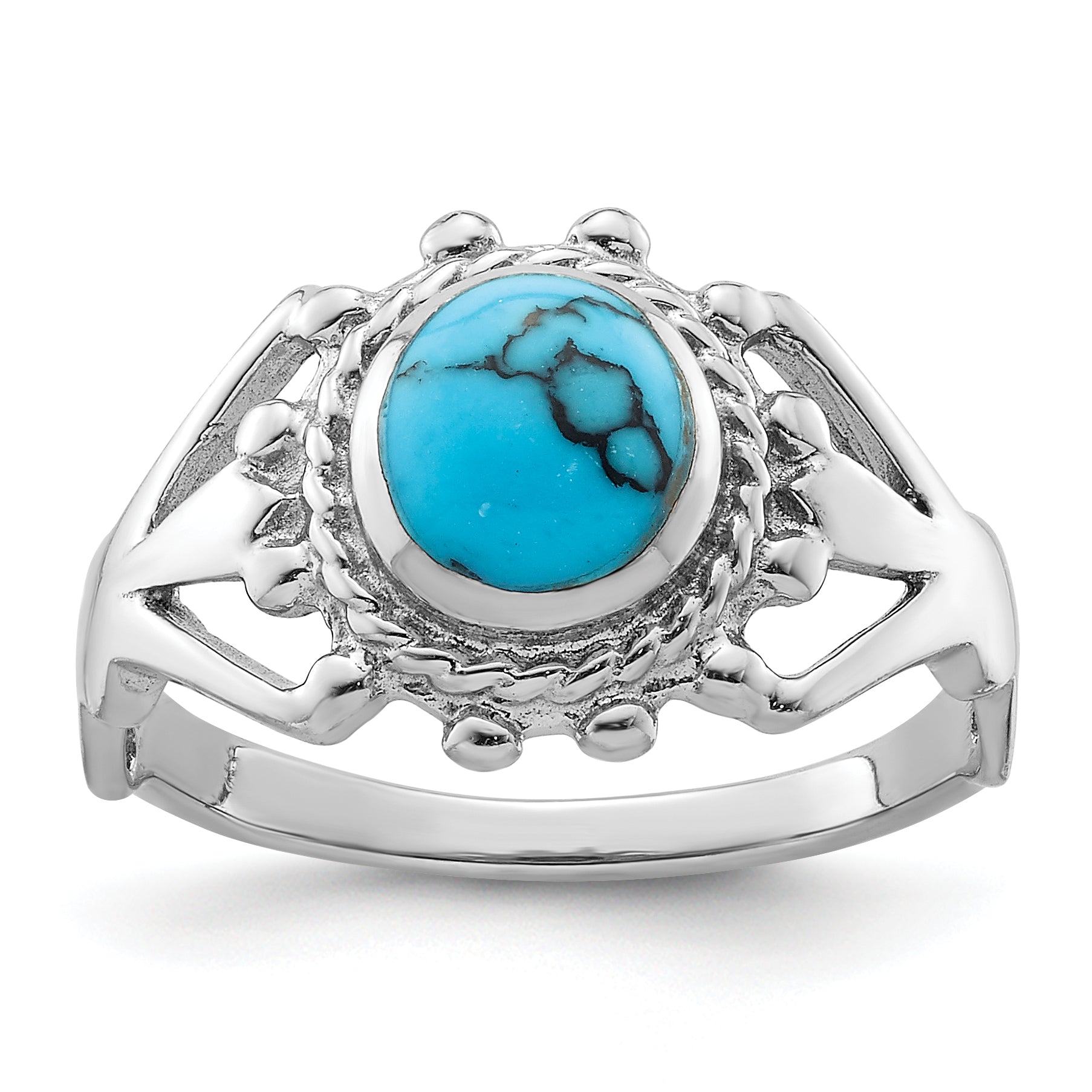 Sterling Silver Rhodium-plated Reconstituted Turquoise Ring Main image