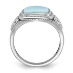 Sterling Silver Rhodium-plated Oxidized with Rectangular Larimar Ring