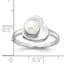 Sterling Silver Rhodium-Plated 5-6mm White Freshwater Cultured Pearl Heart Ring