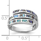 Sterling Silver Rhodium-Plated Polished Abalone Fancy Band Ring