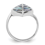 Sterling Silver Rhodium-Plated Polished Abalone Leaf Ring